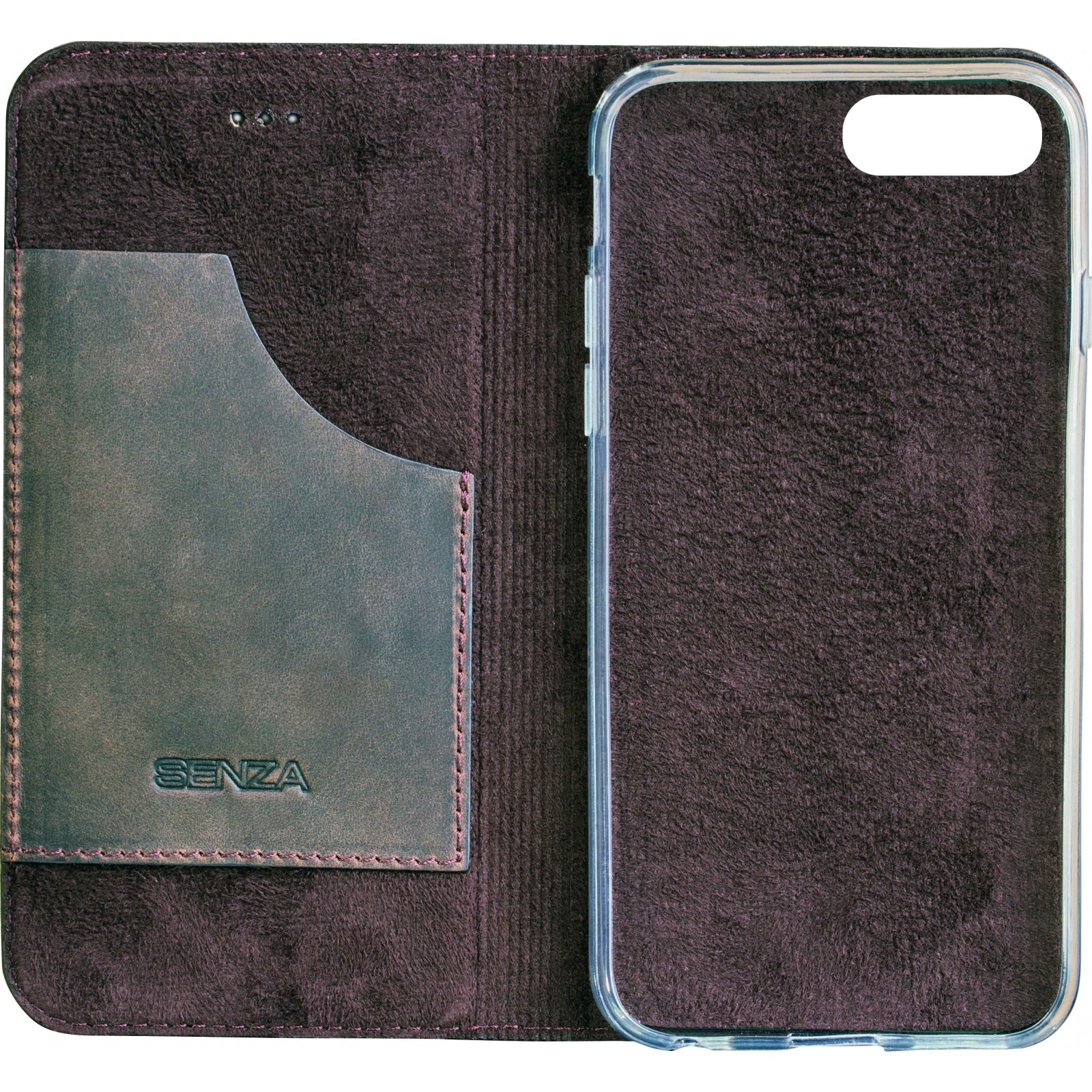 Senza Raw Leather Booklet Apple iPhone 7 Plus/8 Plus Walnut Brown