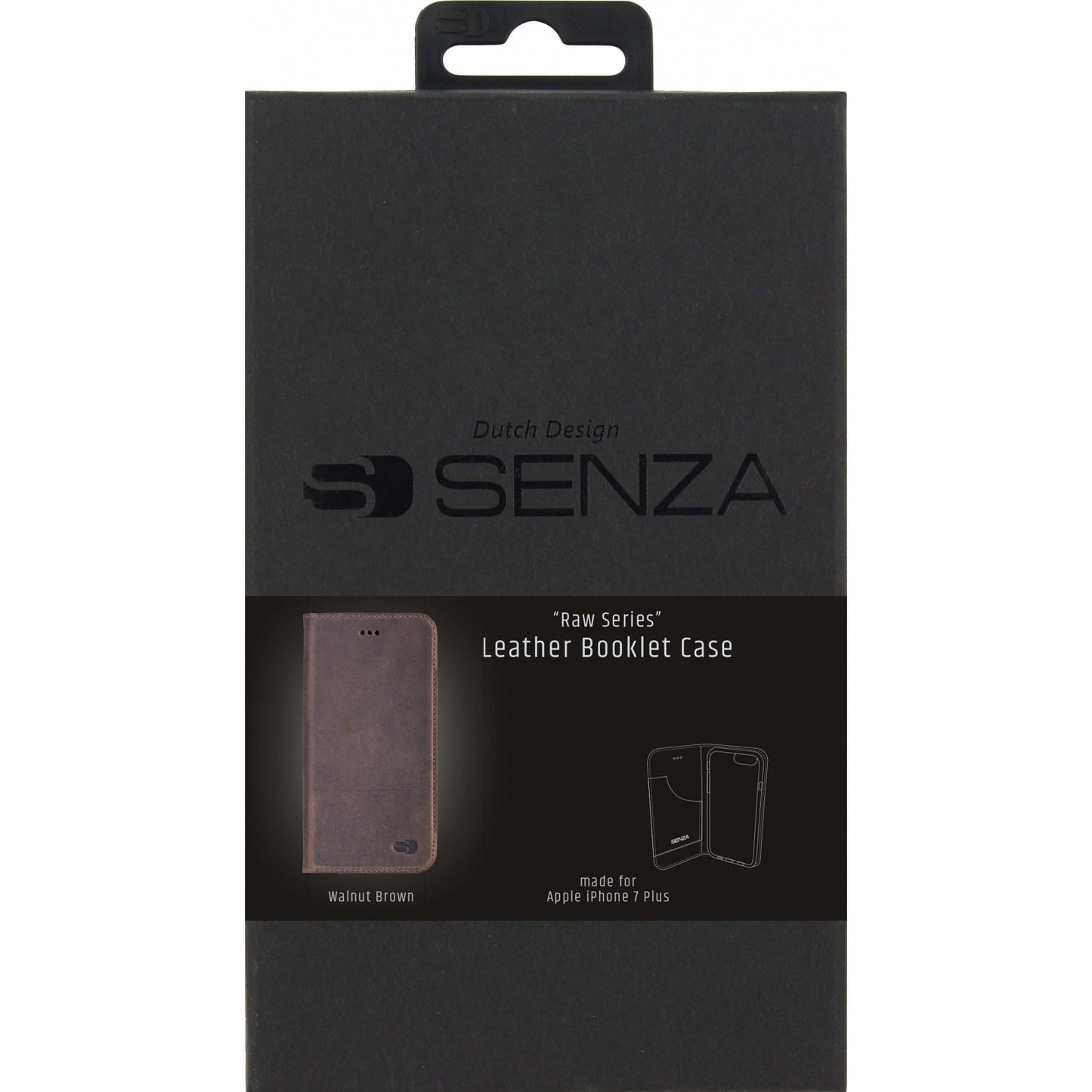 Senza Raw Leather Booklet Apple iPhone 7 Plus/8 Plus Walnut Brown