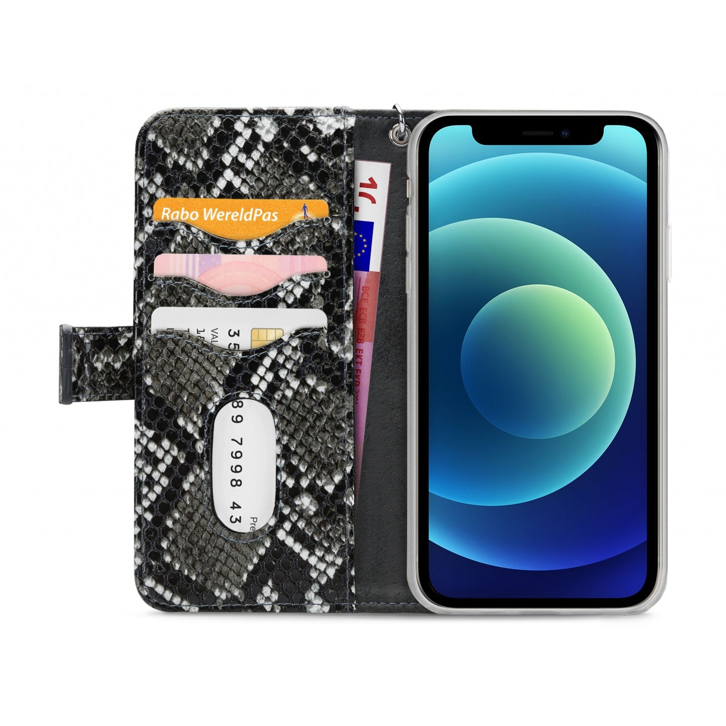 Mobilize 2in1 Magnet Zipper Case Apple iPhone 12 Mini Black/Snake