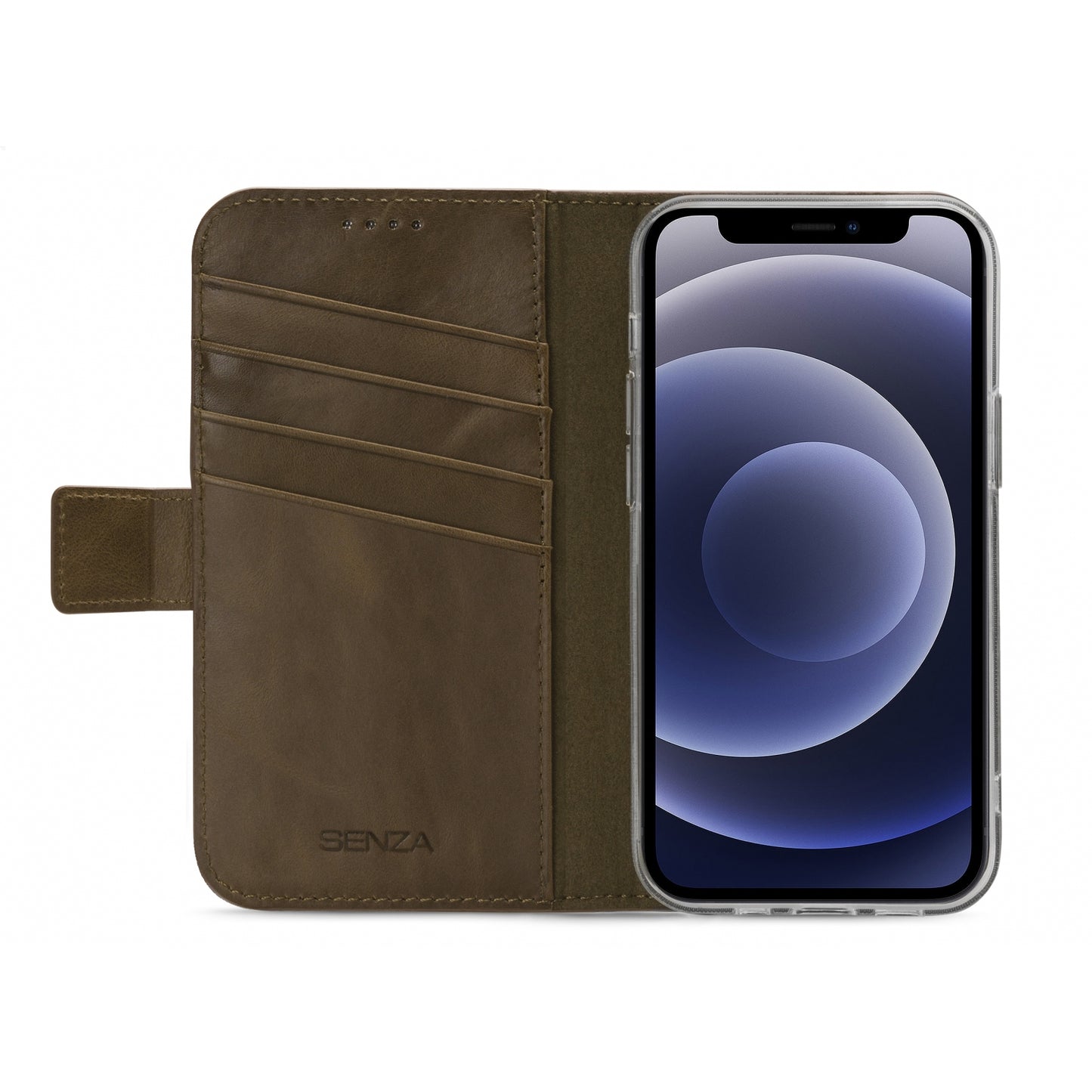 Senza Desire Leather Wallet Apple iPhone 12 Mini Burned Olive