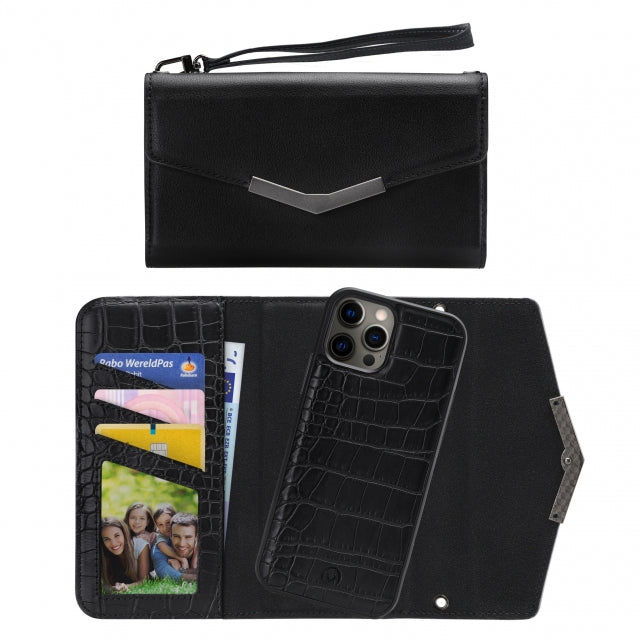 Mobilize 2en1 Étui-clutch élégant magnétique Apple iPhone 12 Pro Max noir croco