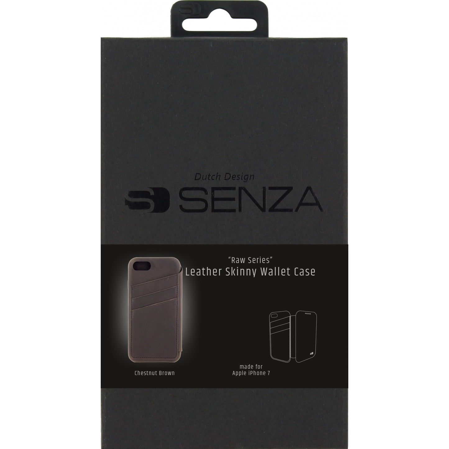 Senza Raw Skinny Leather Wallet Apple iPhone 7/8/SE (2020/2022) Chestnut Brown