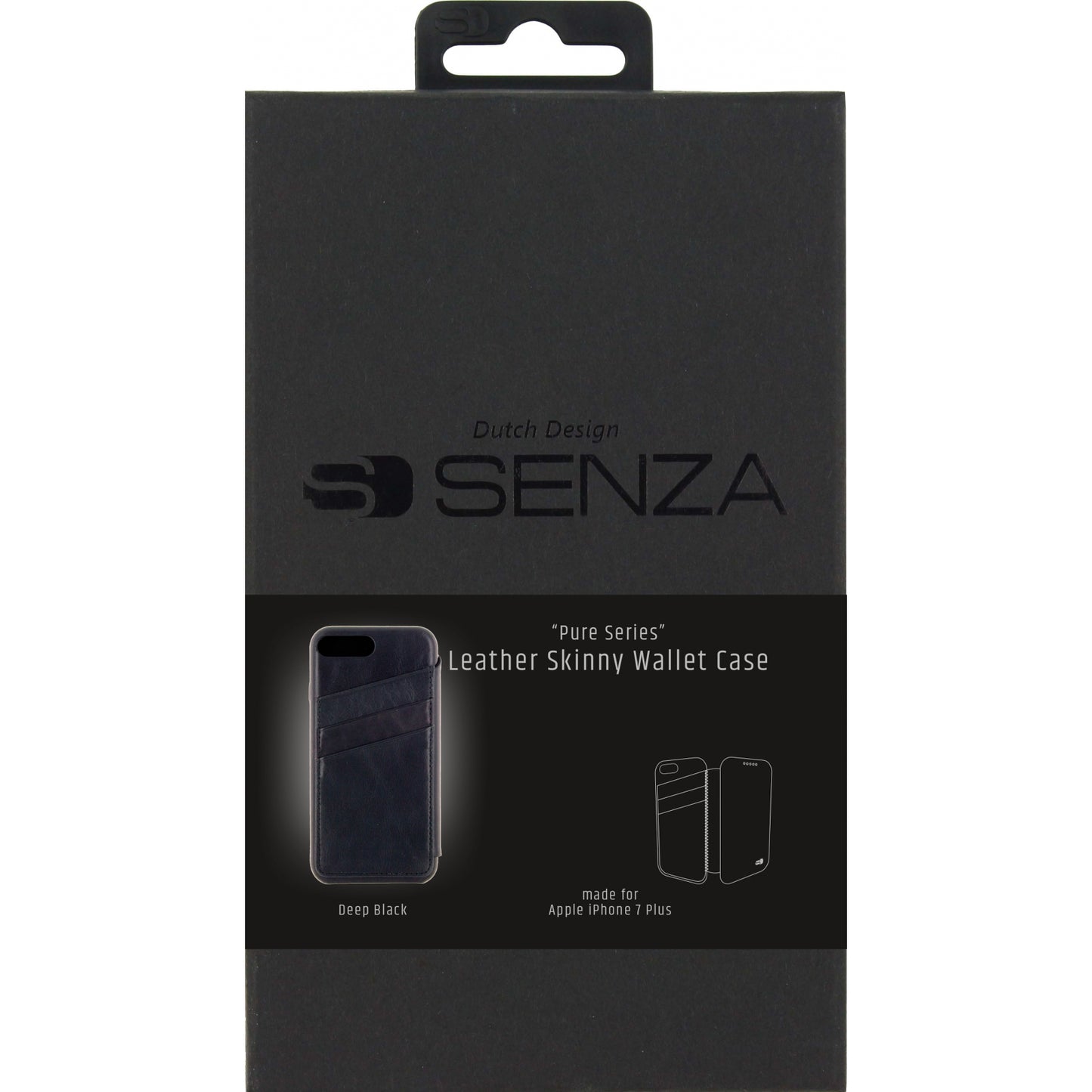 Senza Pure Skinny Leather Wallet Apple iPhone 7 Plus/8 Plus Deep Black