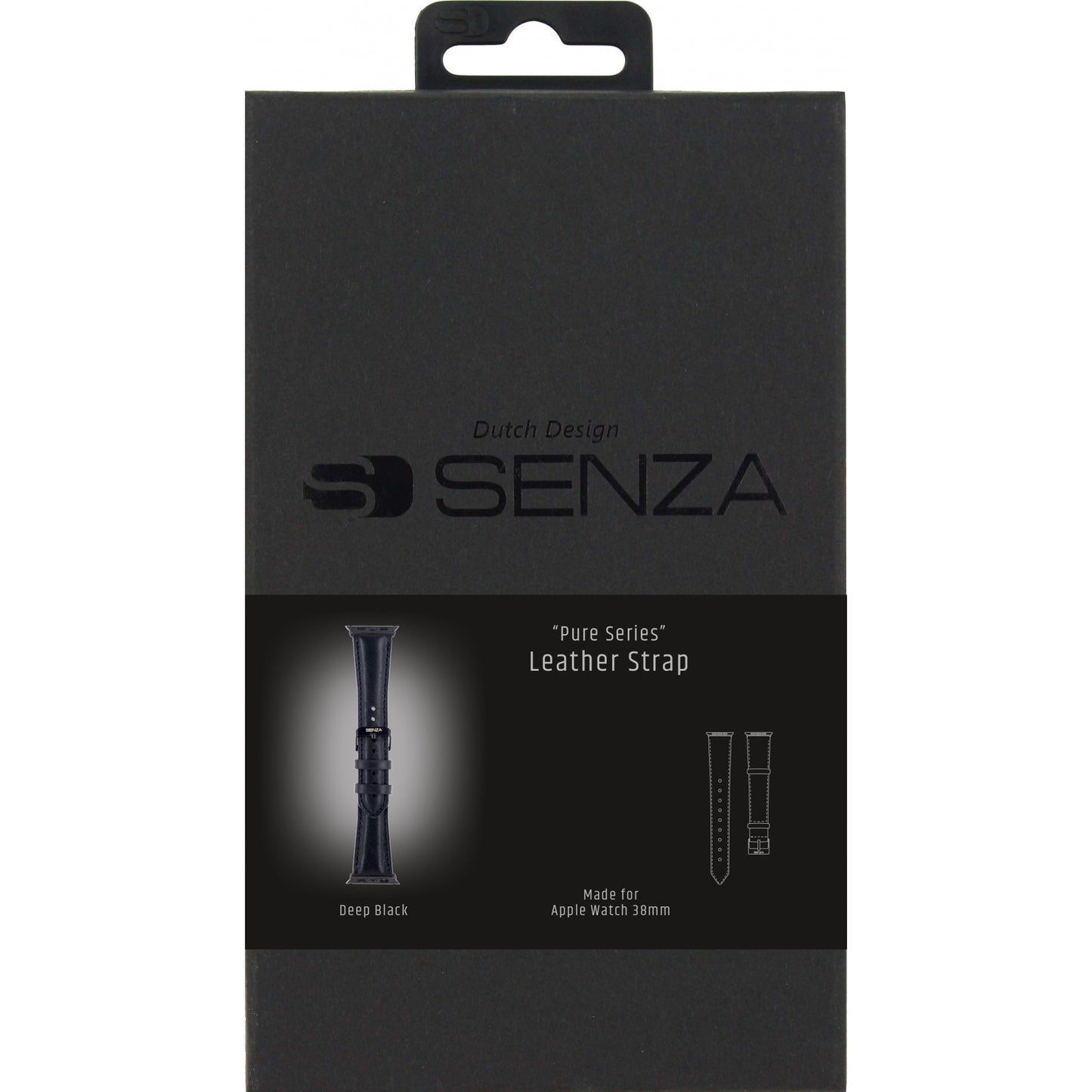 Senza Pure Leather Strap Apple Watch 38mm Deep Black