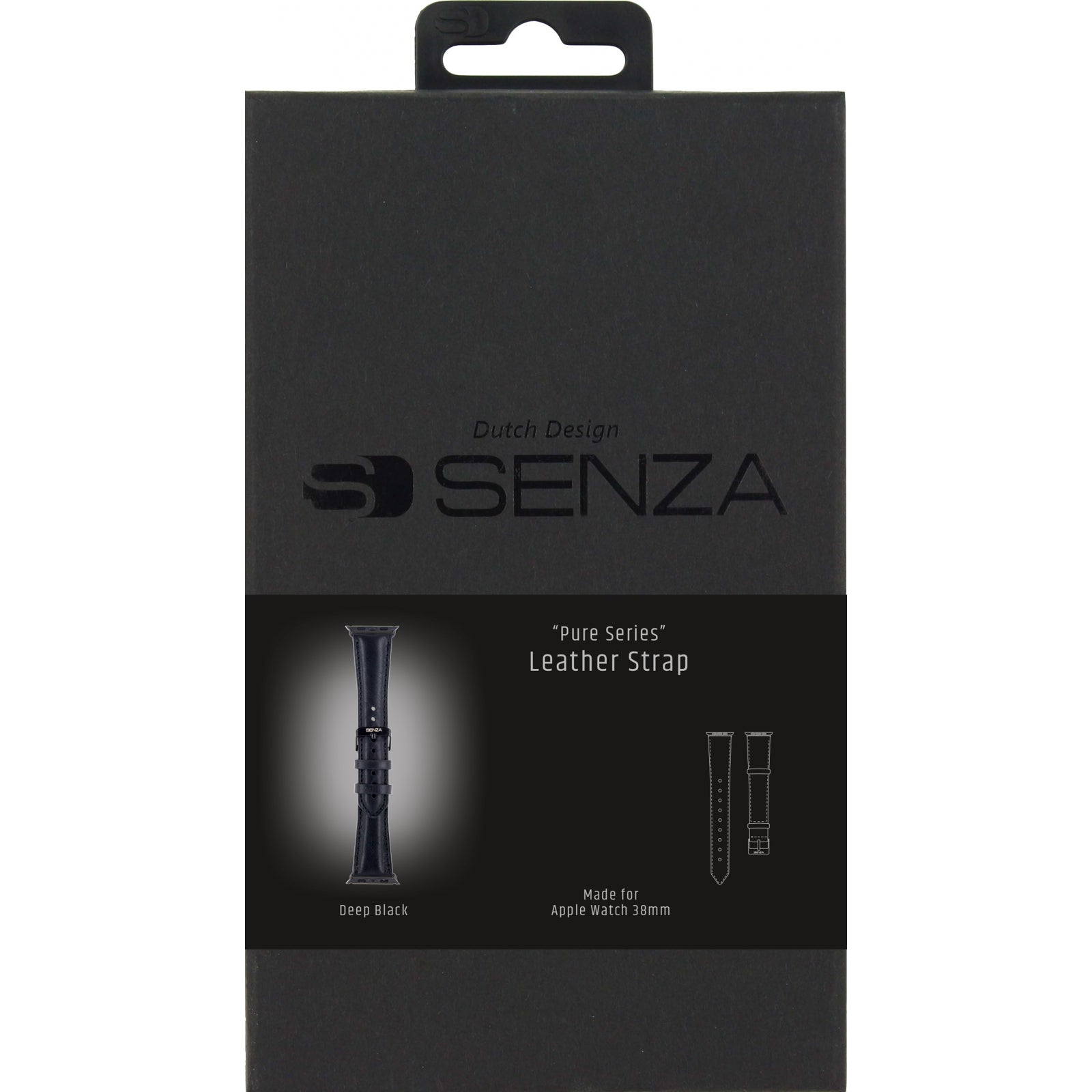 Senza Pure Leather Strap Apple Watch 38mm Deep Black