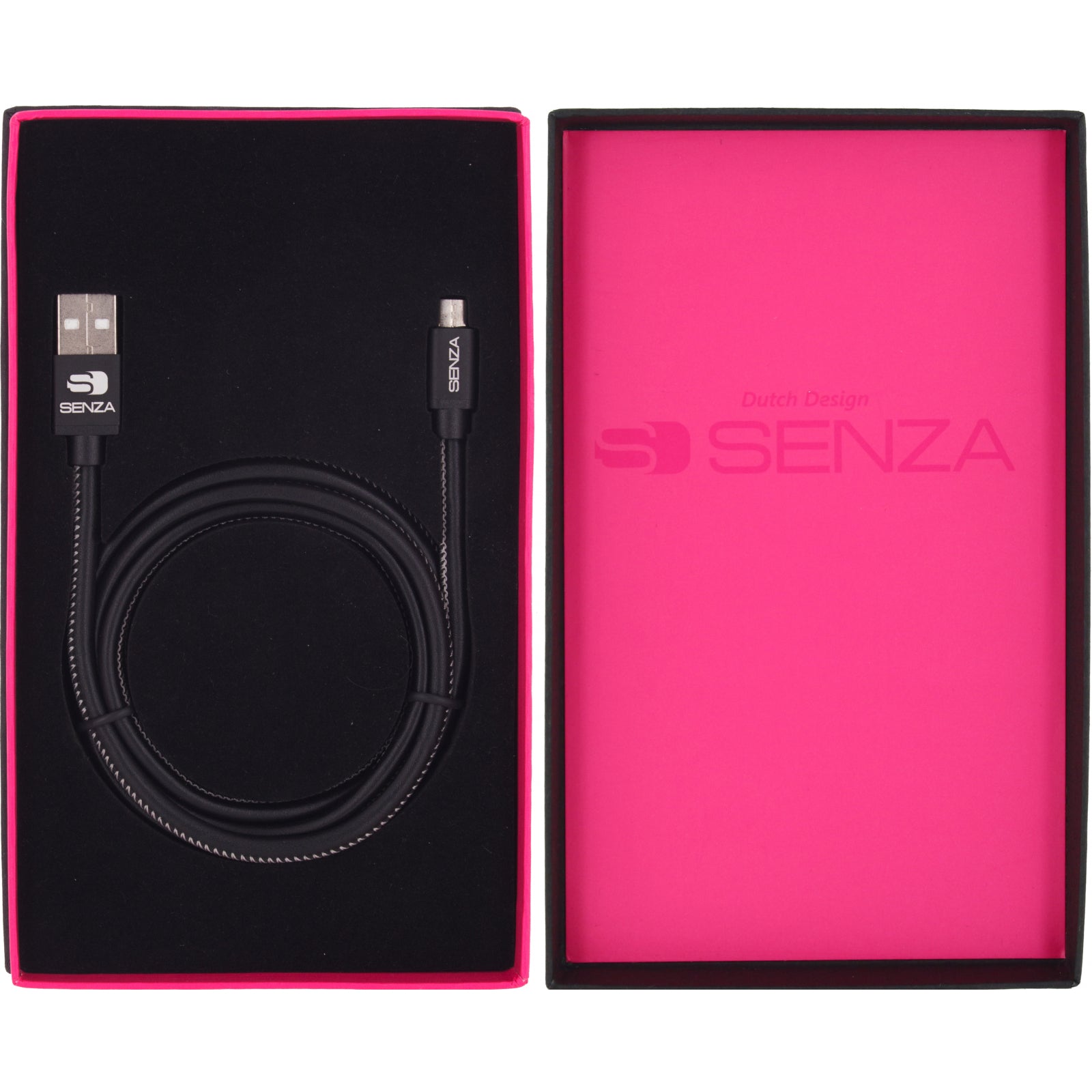 Senza Premium Leather Charge/Sync Cable Micro USB 1.5m. 12W Black