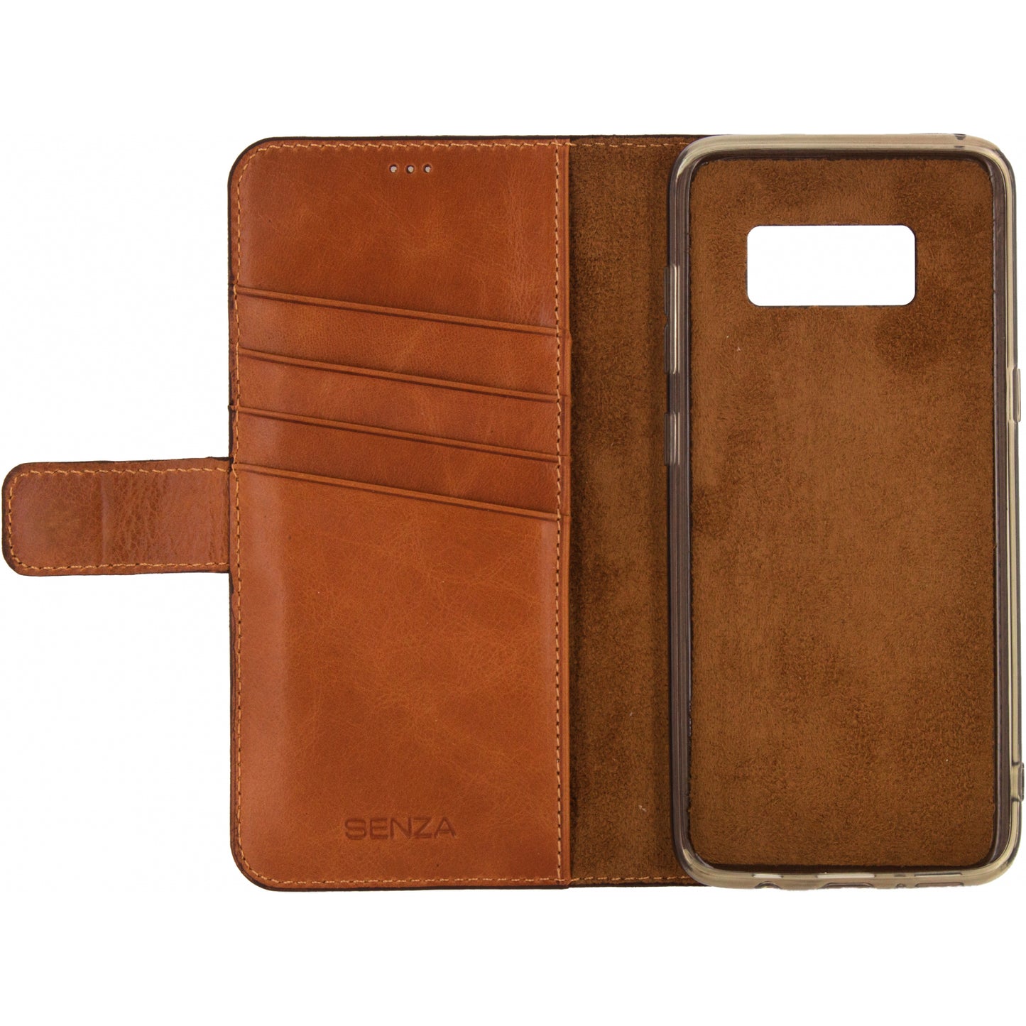 Senza Desire Leather Wallet Samsung Galaxy S8+ Burned Cognac