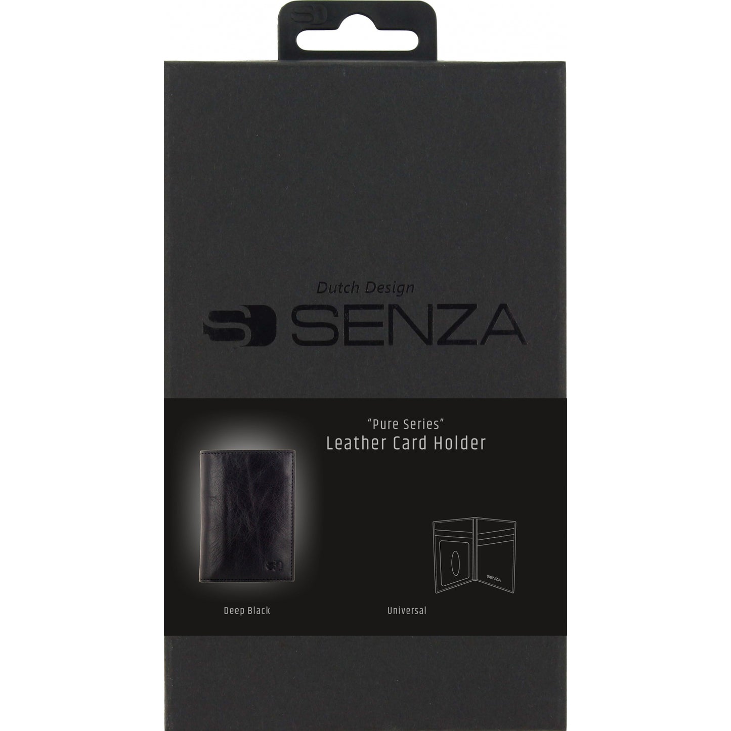 Senza Pure Leather Card Holder Deep Black