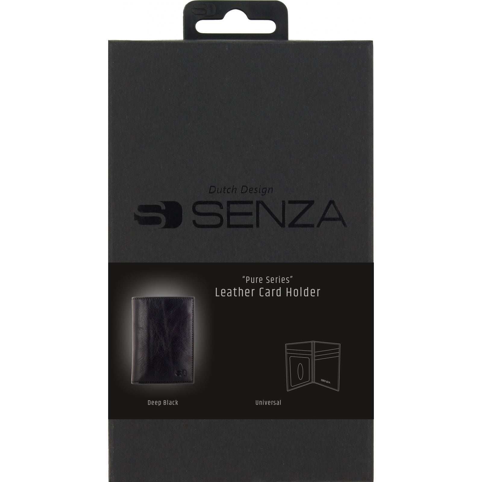 Senza Pure Leather Card Holder Deep Black