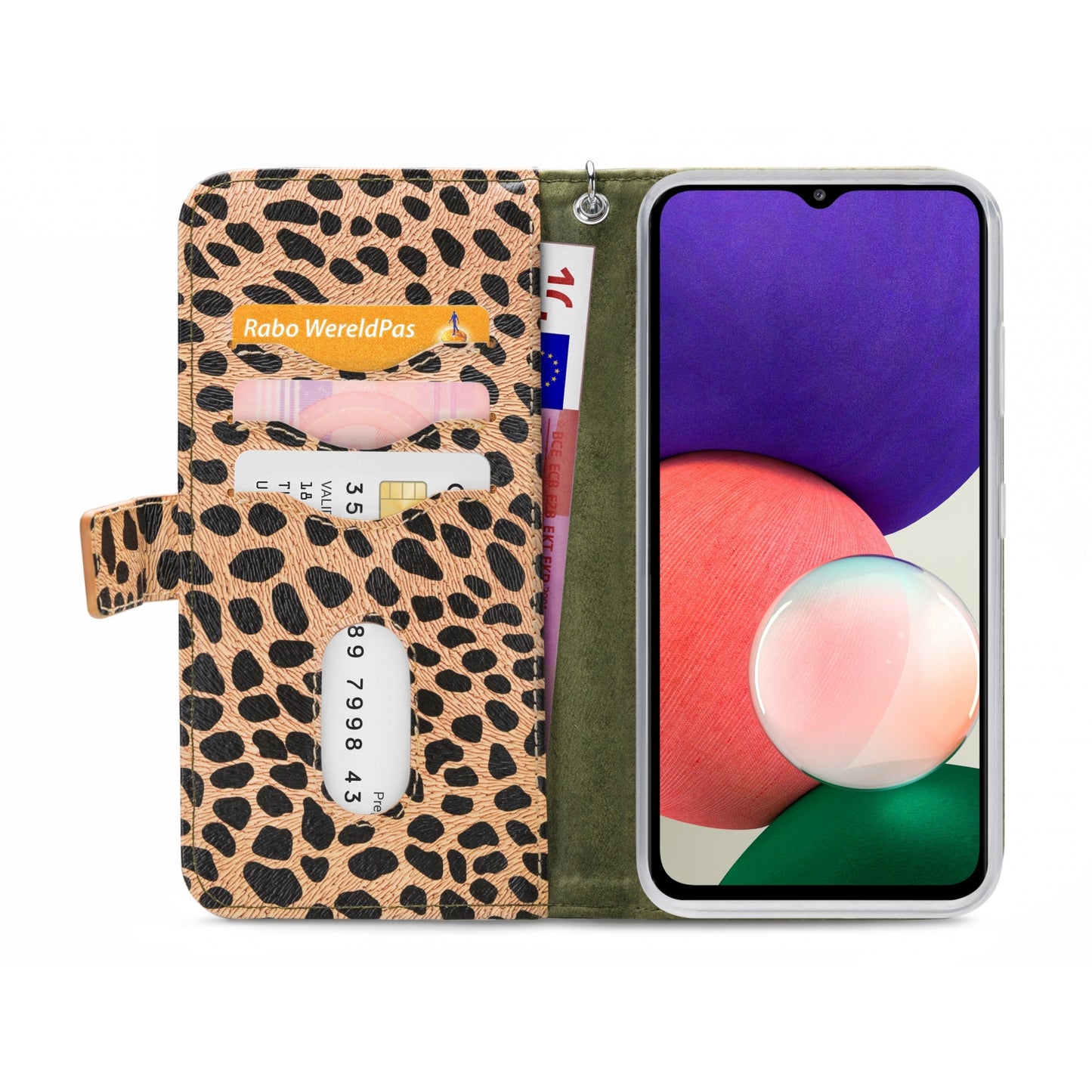 Mobilize 2in1 Magnet Zipper Case Samsung Galaxy A22 5G Olive/Leopard