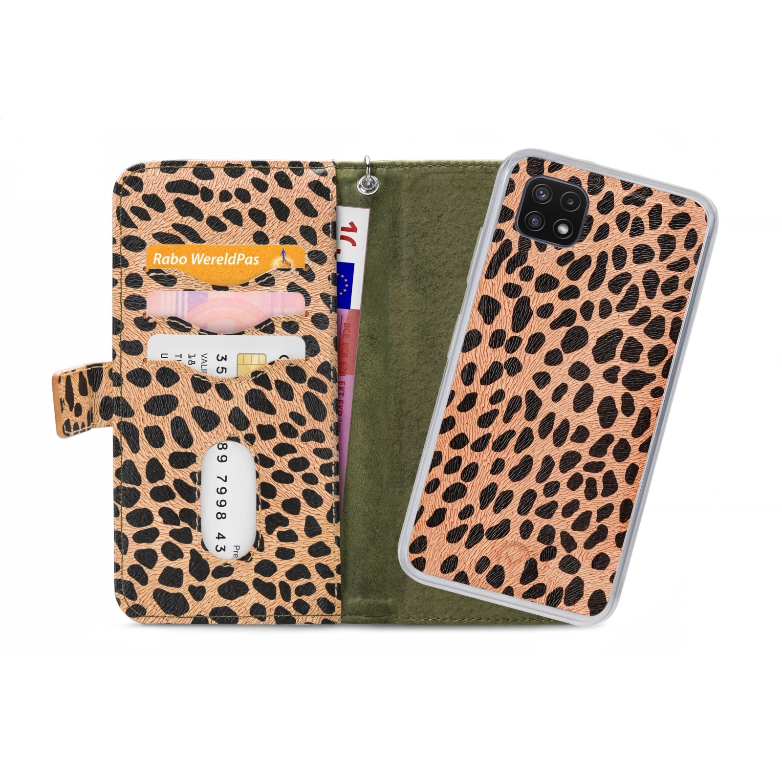 Mobilize 2in1 Magnet Zipper Case Samsung Galaxy A22 5G Olive/Leopard