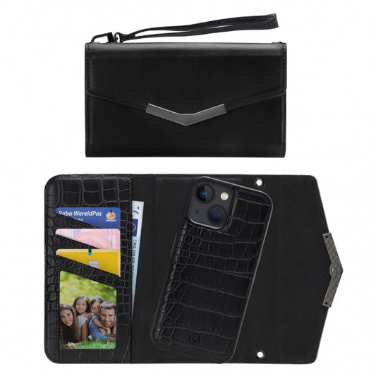 Mobilize 2en1 Étui-clutch aimanté élégant Apple iPhone 13 Noir Croco