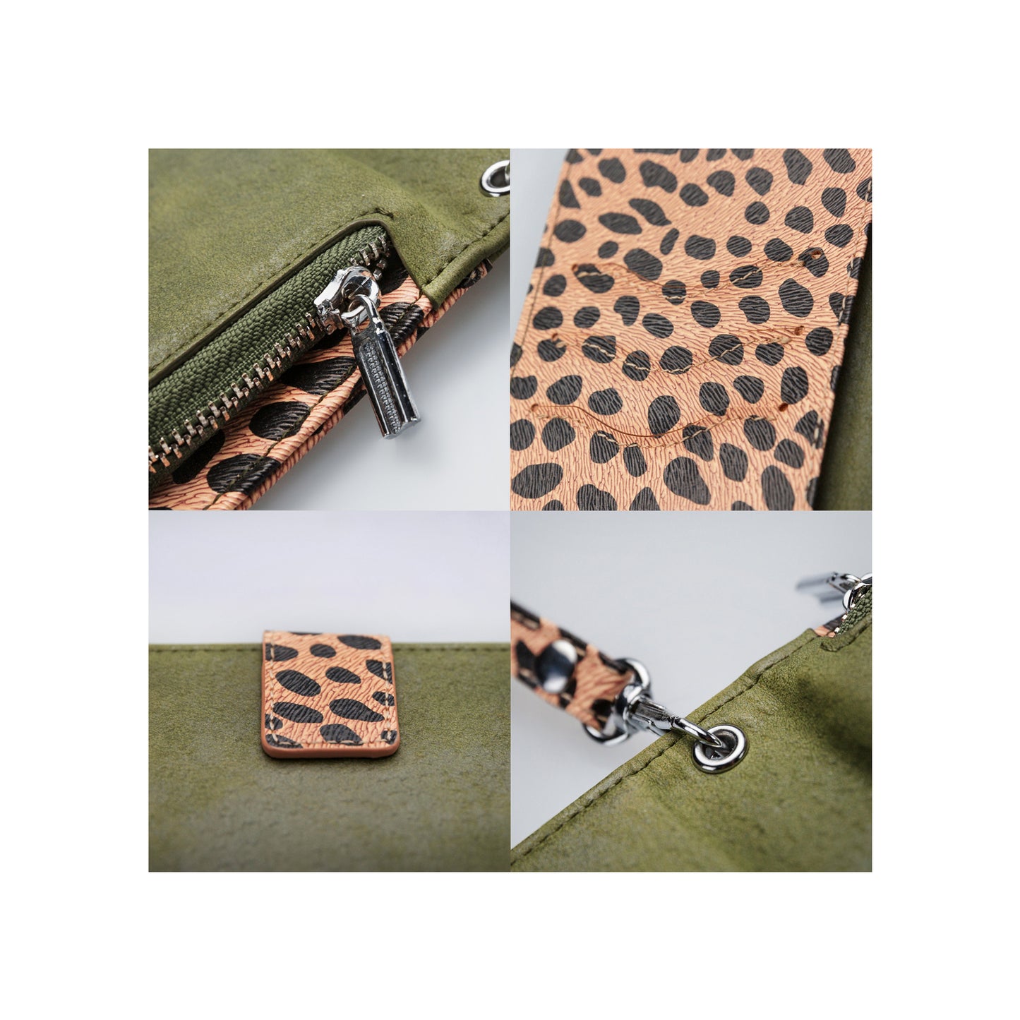 Mobilize 2in1 Magnet Zipper Case Samsung Galaxy A22 4G Olive/Leopard