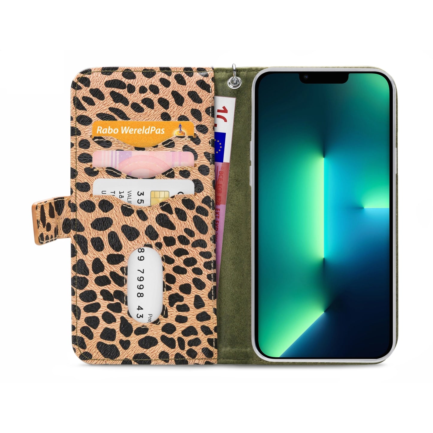Mobilize 2in1 Magnet Zipper Case Apple iPhone 13 Pro Max Olive/Leopard