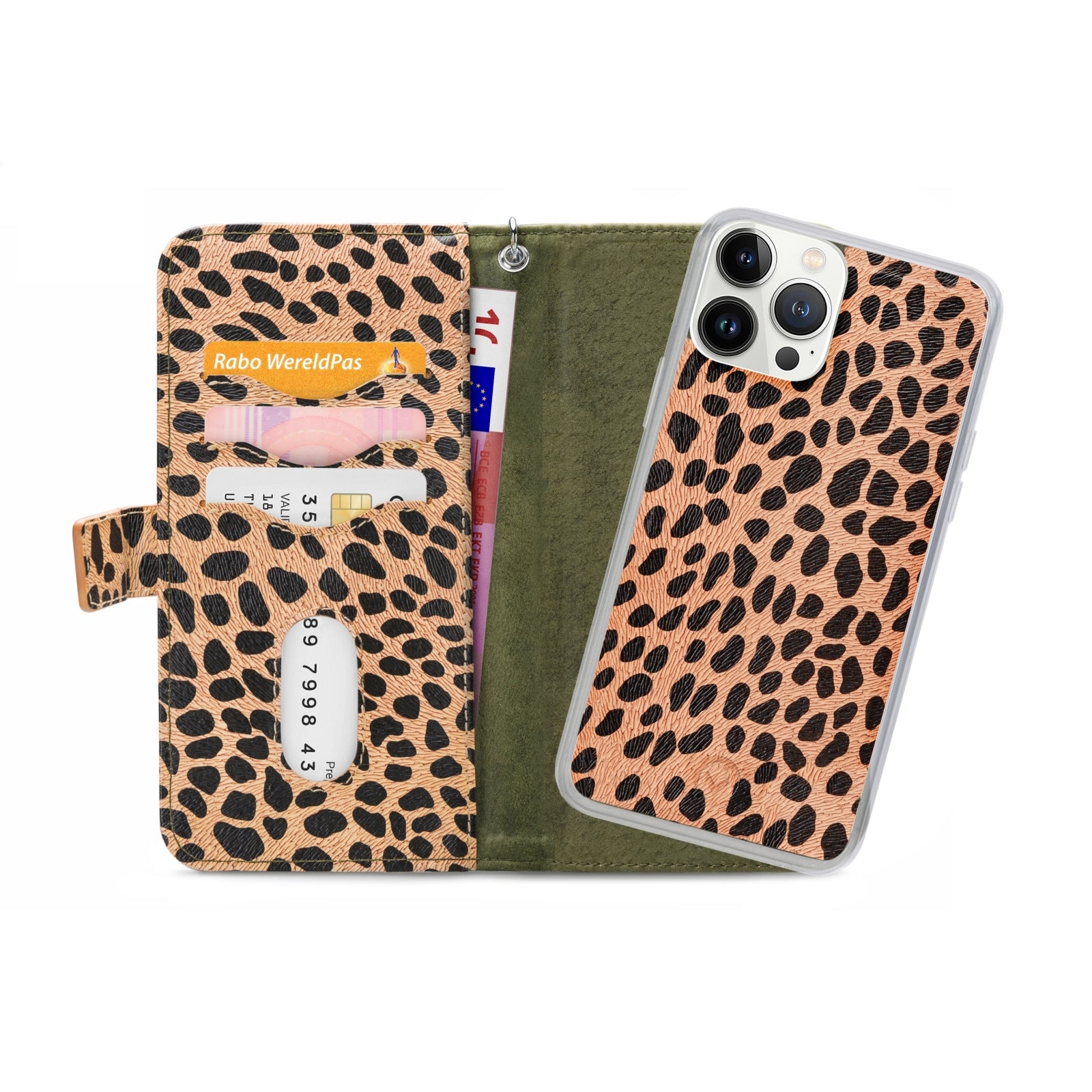 Mobilize 2in1 Magnet Zipper Case Apple iPhone 13 Pro Max Olive/Leopard