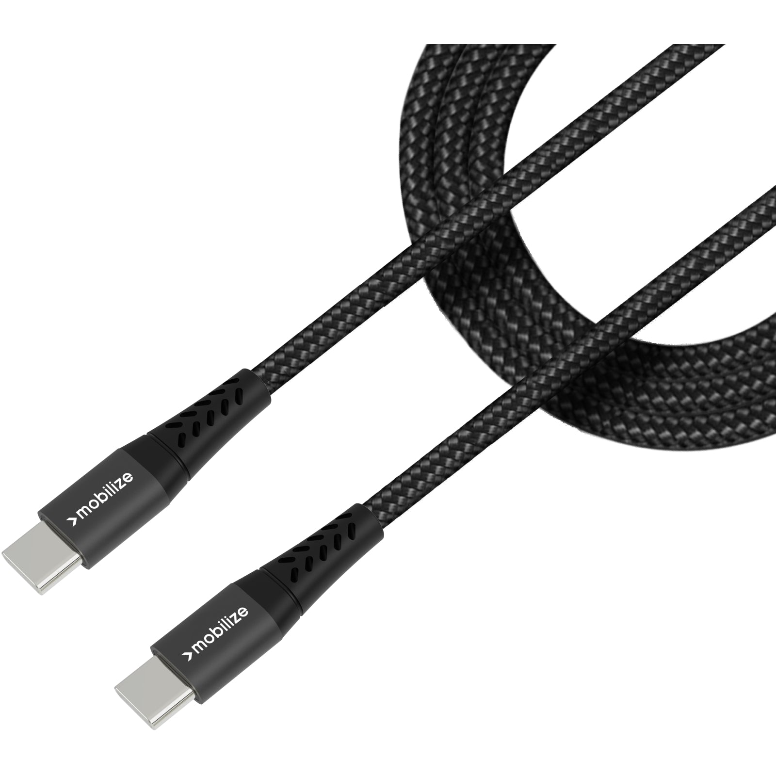 Mobilize Strong Nylon Cable USB-C to USB-C 2m. 100W Black