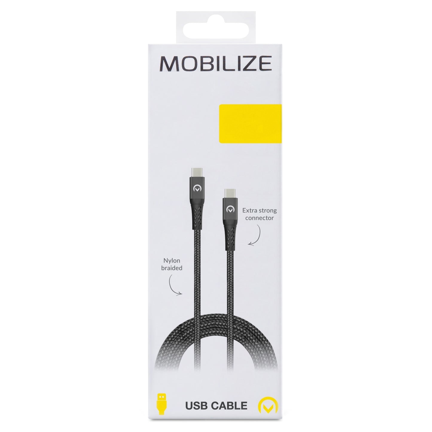 Mobilize Strong Nylon Cable USB-C to USB-C 2m. 100W Black