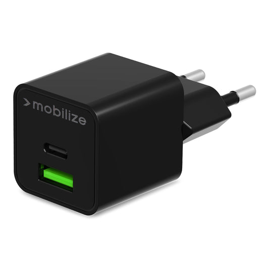 Mobilize Wall Charger USB-C + USB GaN 30W with PD/PPS Black