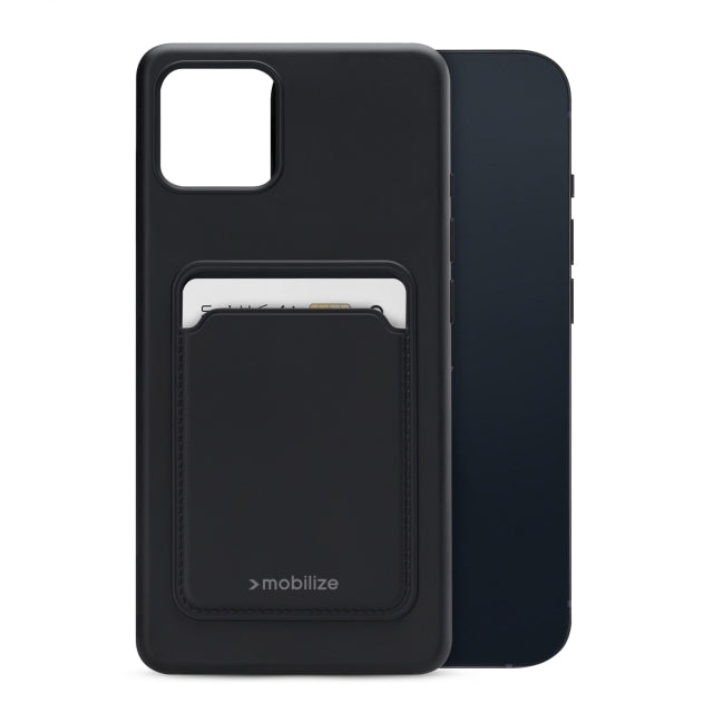 Mobilize Rubber Gelly Card Case Apple iPhone 13 Mini Mattschwarz