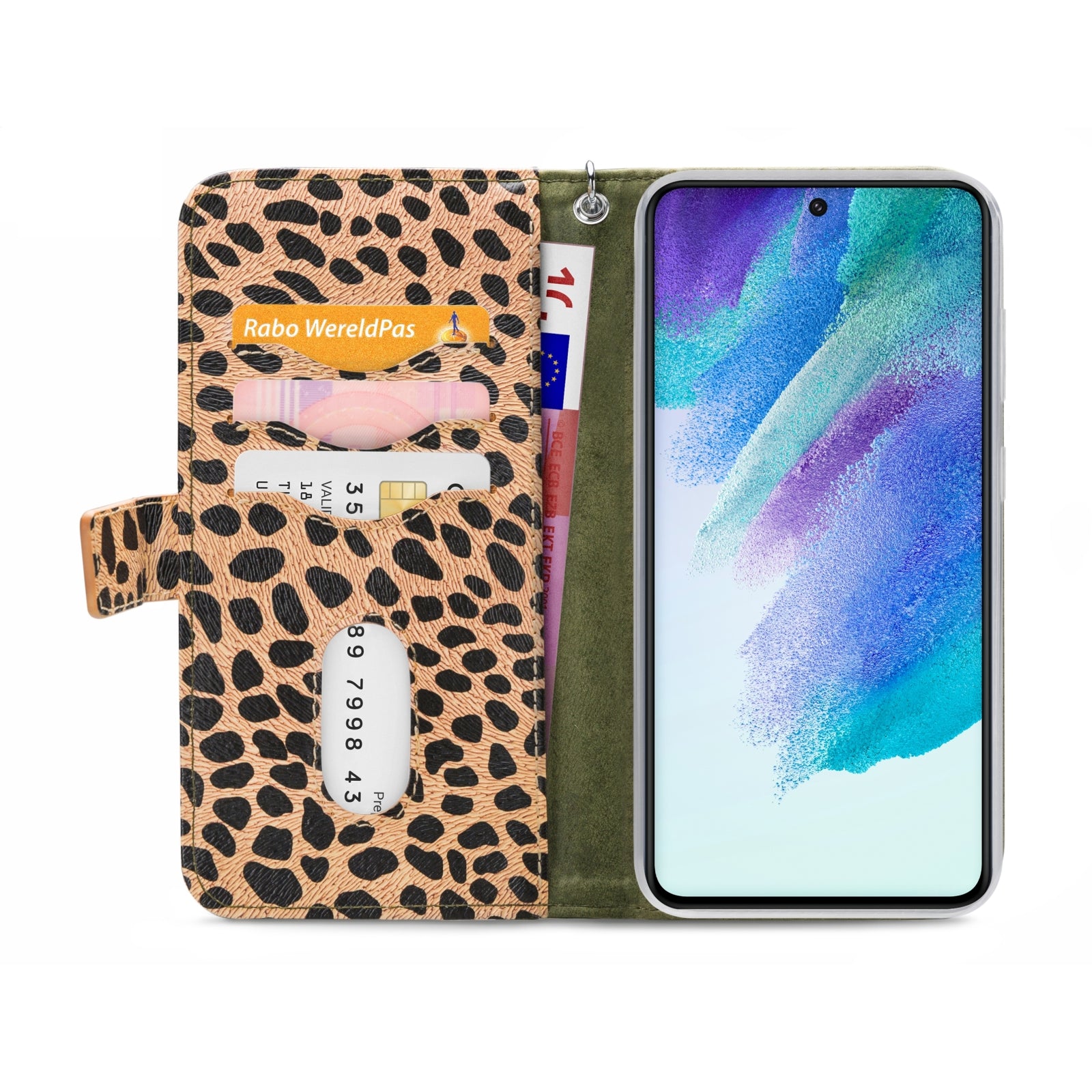 Mobilize 2in1 Magnet Zipper Case Samsung Galaxy S21 FE 5G Olive/Leopard