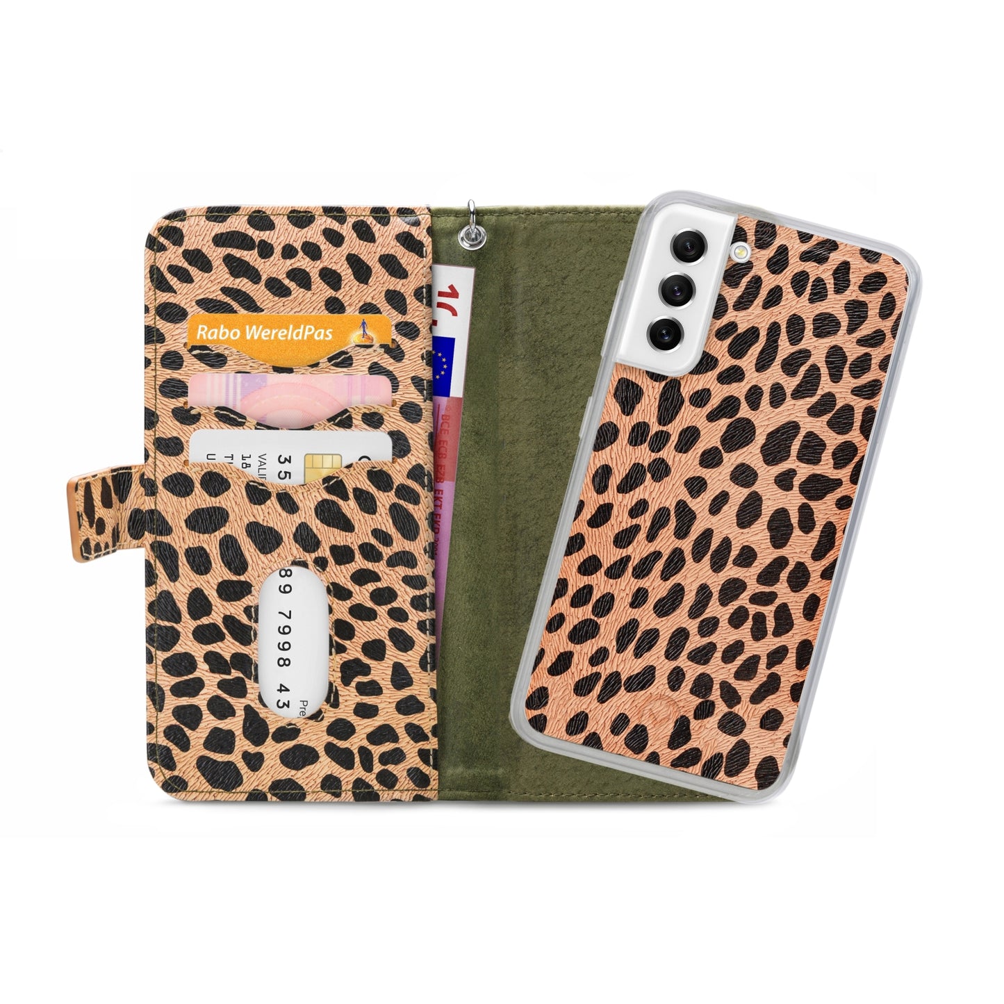 Mobilize 2in1 Magnet Zipper Case Samsung Galaxy S21 FE 5G Olive/Leopard