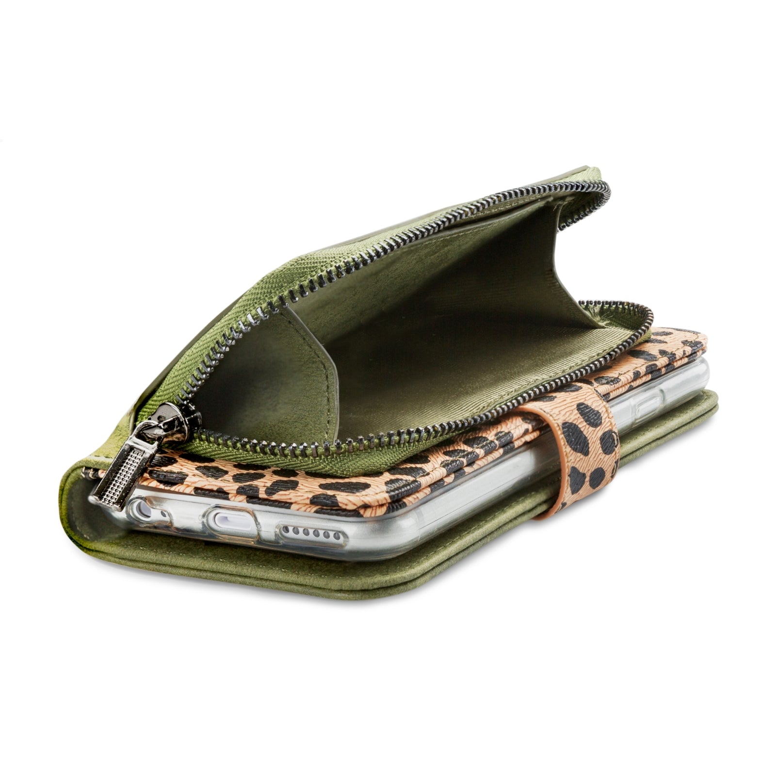 Mobilize 2in1 Magnet Zipper Case Samsung Galaxy S21 FE 5G Olive/Leopard