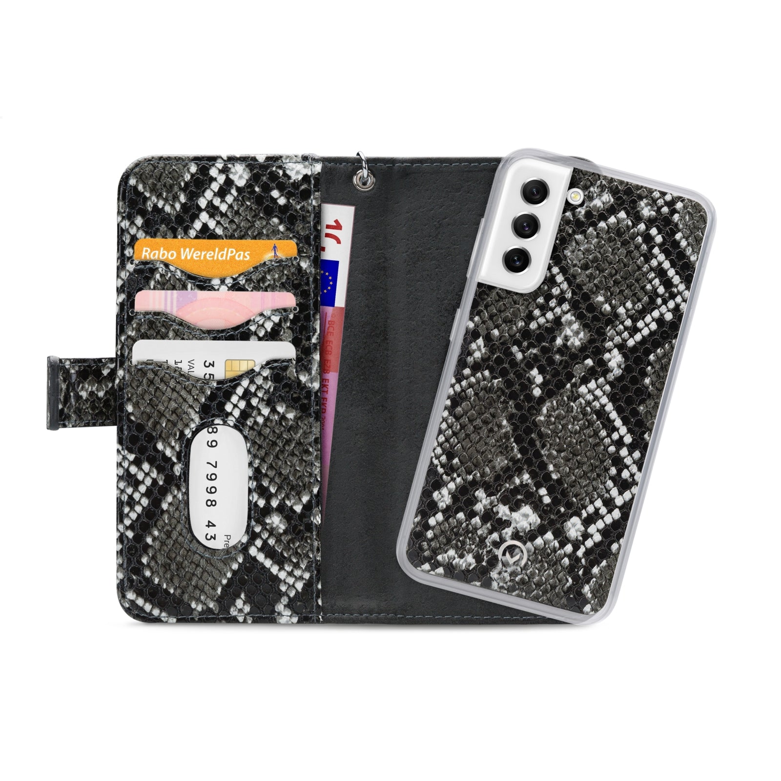 Mobilize 2in1 Magnet Zipper Case Samsung Galaxy S21 FE 5G Black/Snake