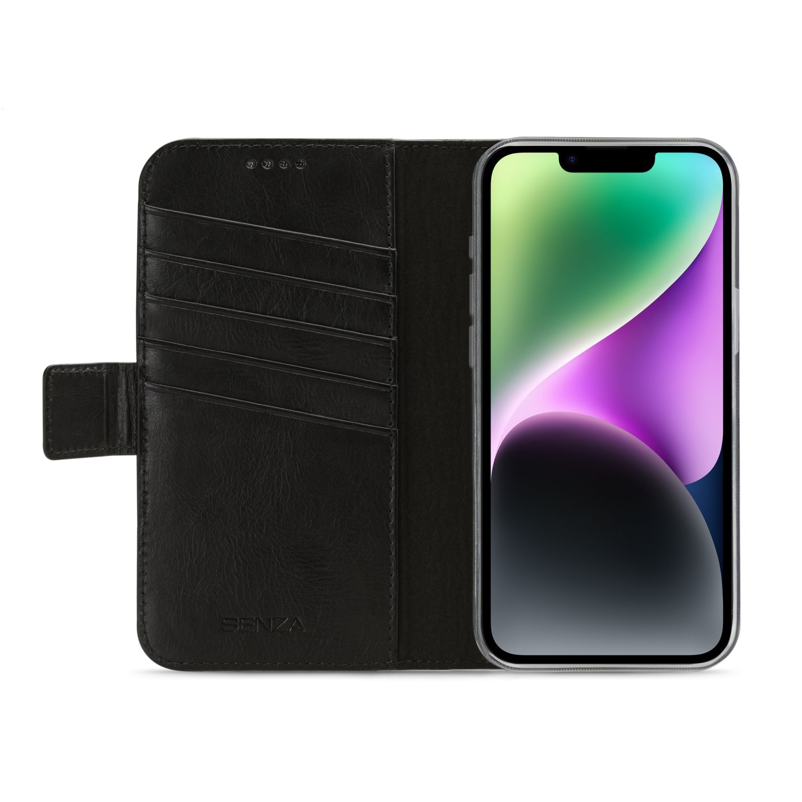 Senza Pure Leather Wallet Apple iPhone 14 Deep Black