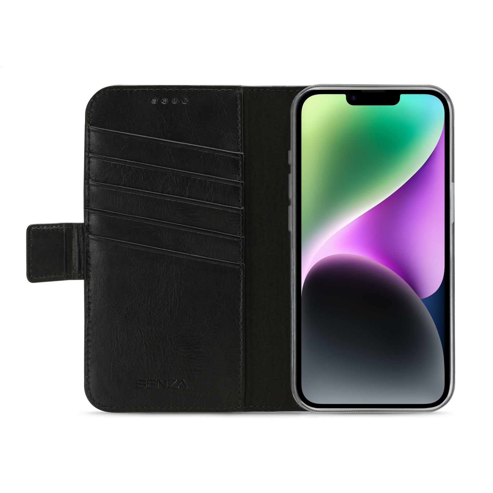 Senza Pure Leather Wallet Apple iPhone 14 Plus Deep Black