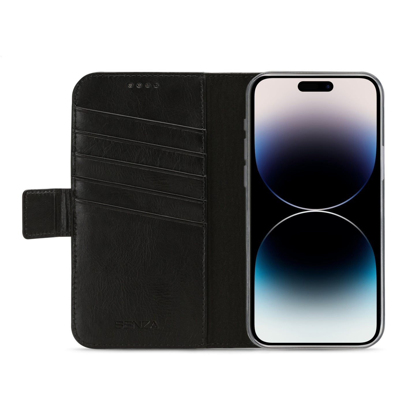 Senza Pure Leather Wallet Apple iPhone 14 Pro Max Deep Black