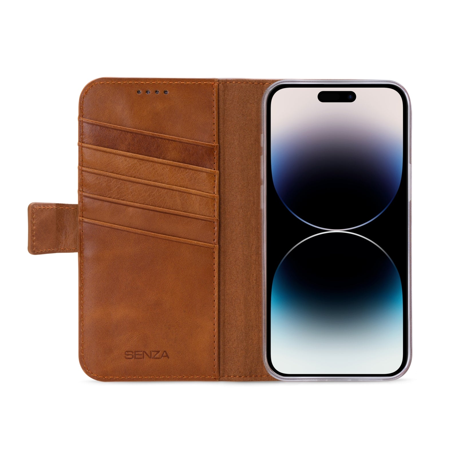Senza Desire Leather Wallet Apple iPhone 14 Pro Max Burned Cognac