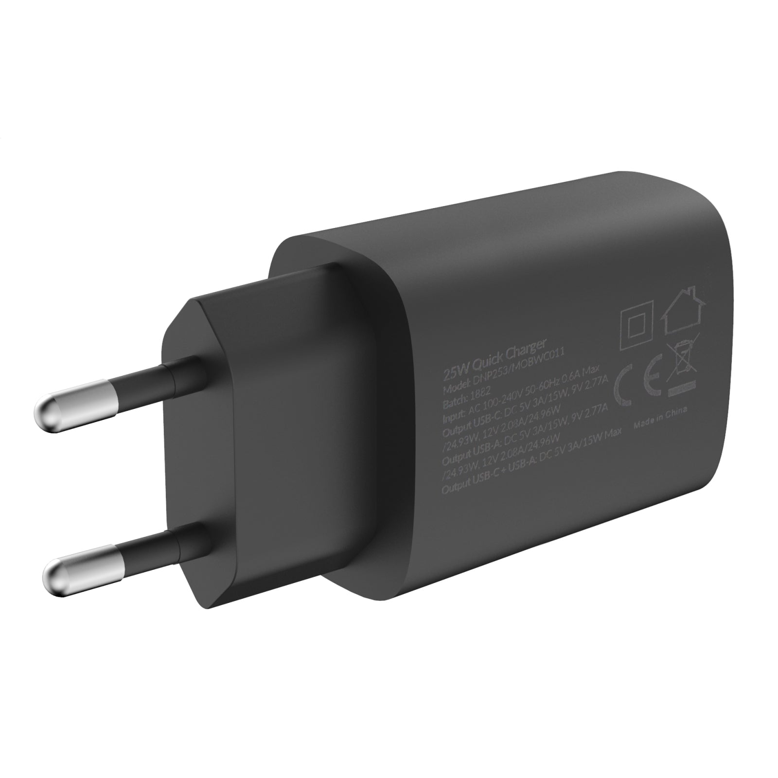 Mobilize Wall Charger USB-C + USB 25W with PD/PPS Black