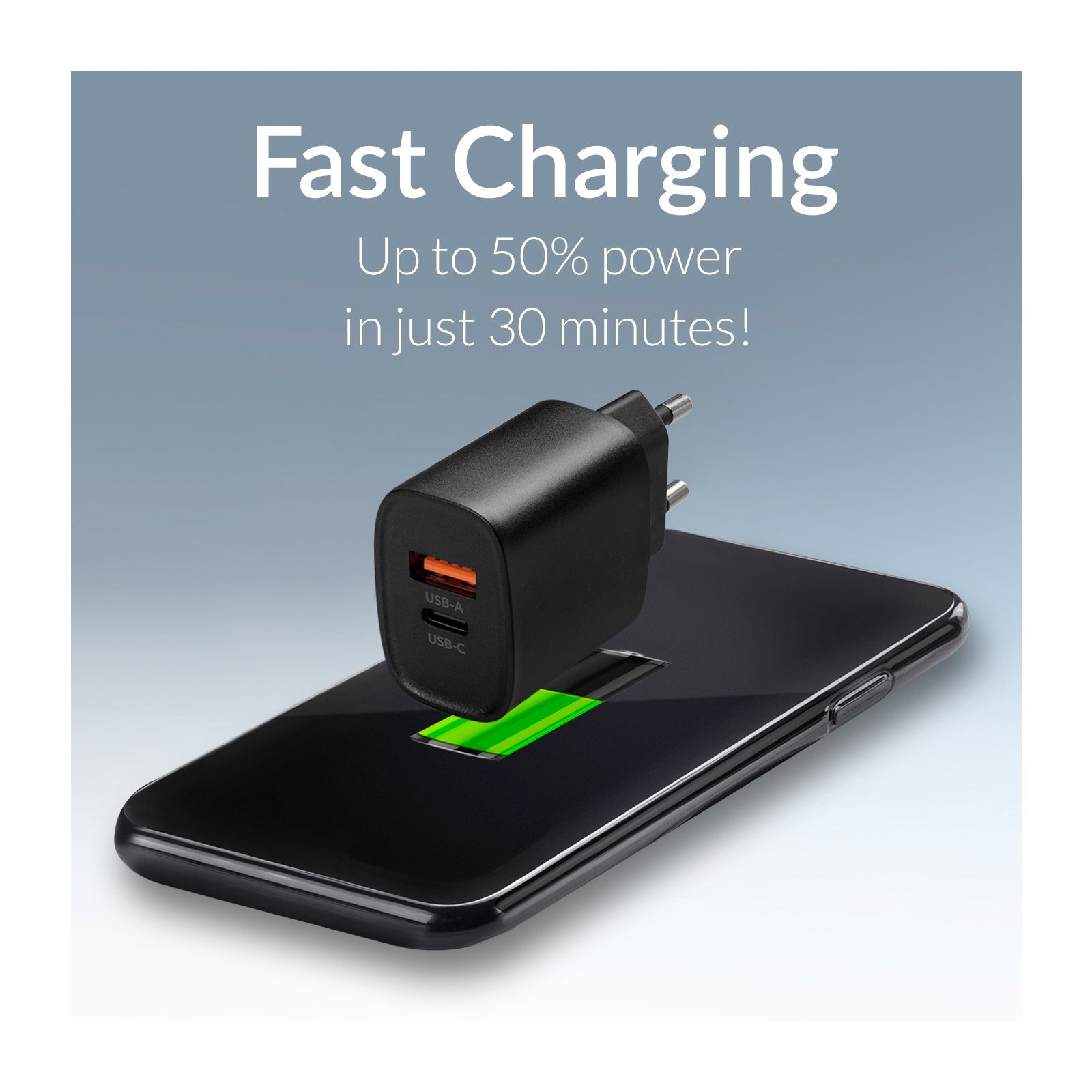 Mobilize Wall Charger USB-C + USB 25W with PD/PPS Black