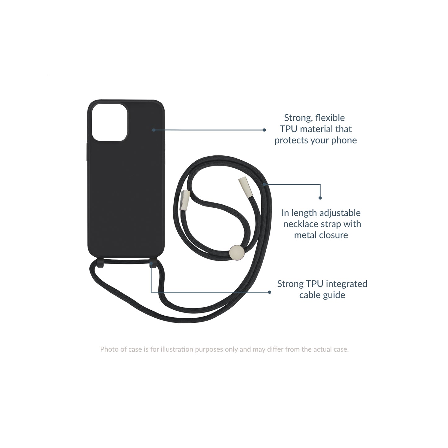 Mobilize Lanyard Gelly Case for Apple iPhone 15 Pro Max Black