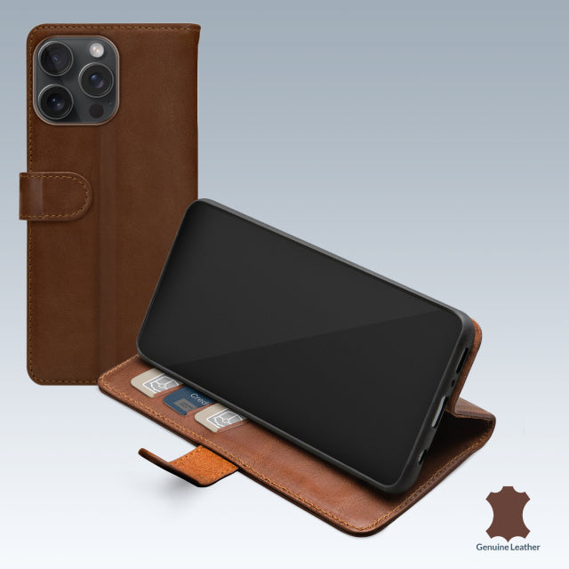 Mobilize Leder Wallet Apple iPhone 15 Pro Max Braun