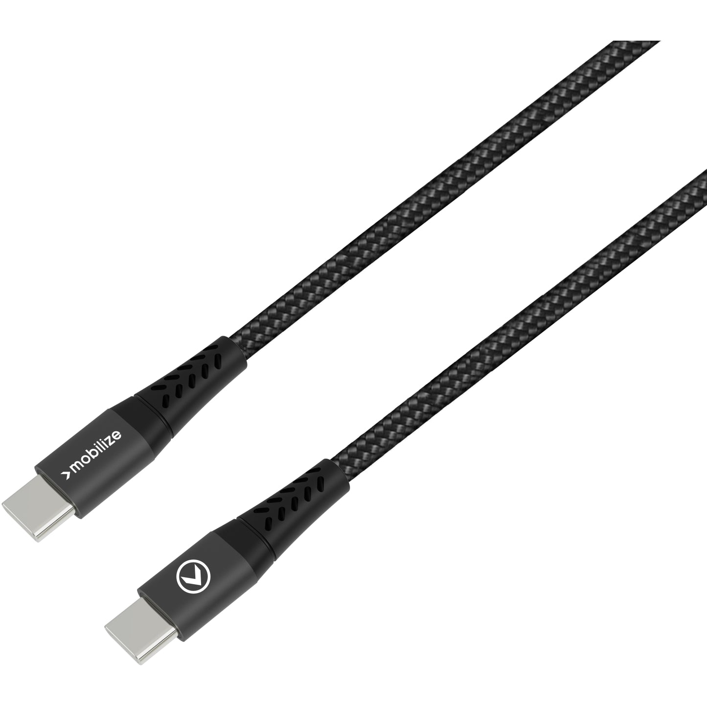 Mobilize Strong Nylon Cable USB-C to USB-C 20cm. 100W Black