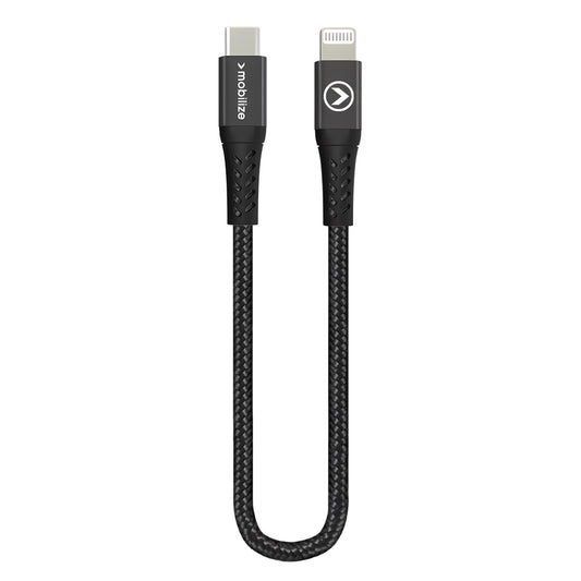 Mobilize Strong Nylon Cable USB-C to MFi Lightning 20cm. 60W Black