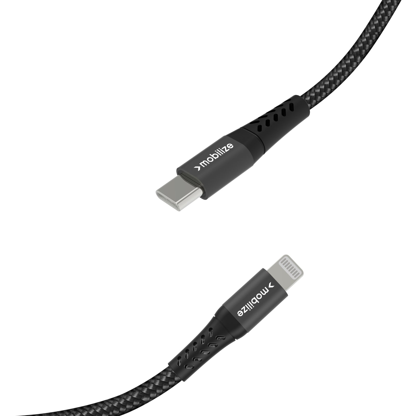 Mobilize Strong Nylon Cable USB-C to MFi Lightning 20cm. 60W Black