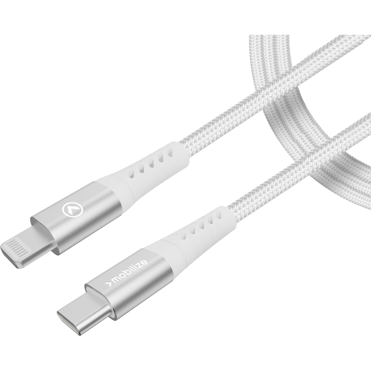 Mobilize Strong Nylon Cable USB-C to USB-C 2m. 100W White