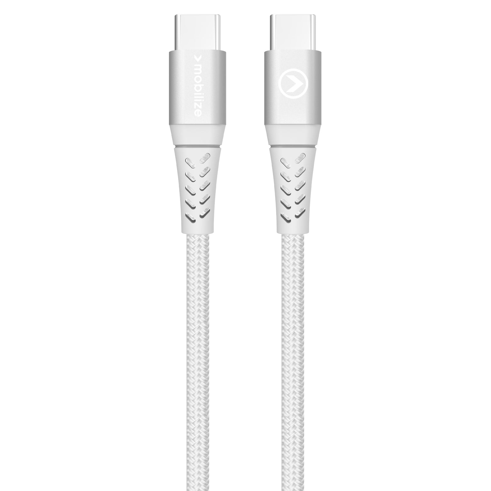 Mobilize Strong Nylon Cable USB-C to USB-C 20cm. 100W White