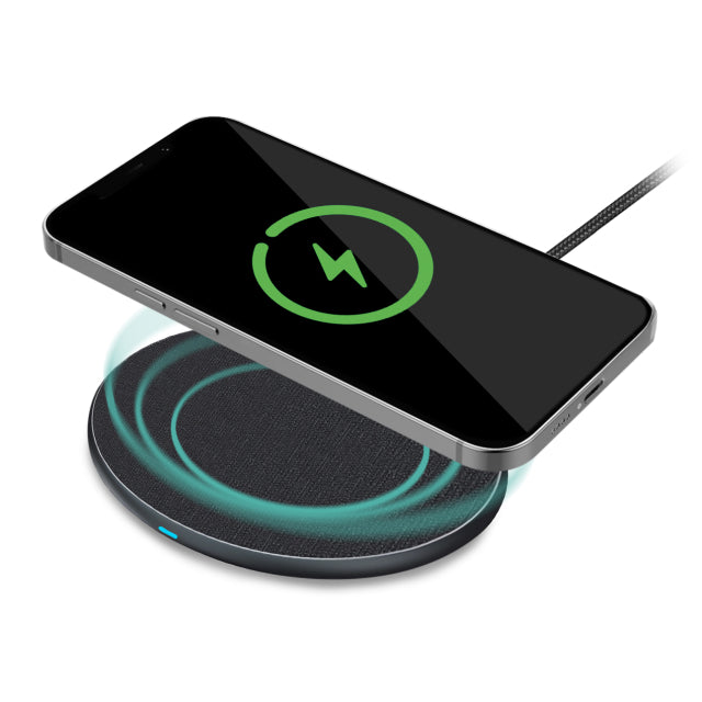 Mobilize Wireless Fast Charger Plat 5W/7.5W/10W/15W Cuir PU Gris