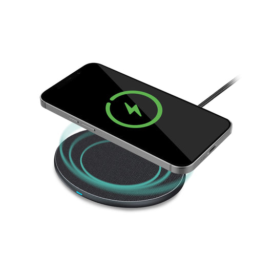 Mobilize Wireless Fast Charger Flat 5W/7.5W/10W/15W PU Leather Grey