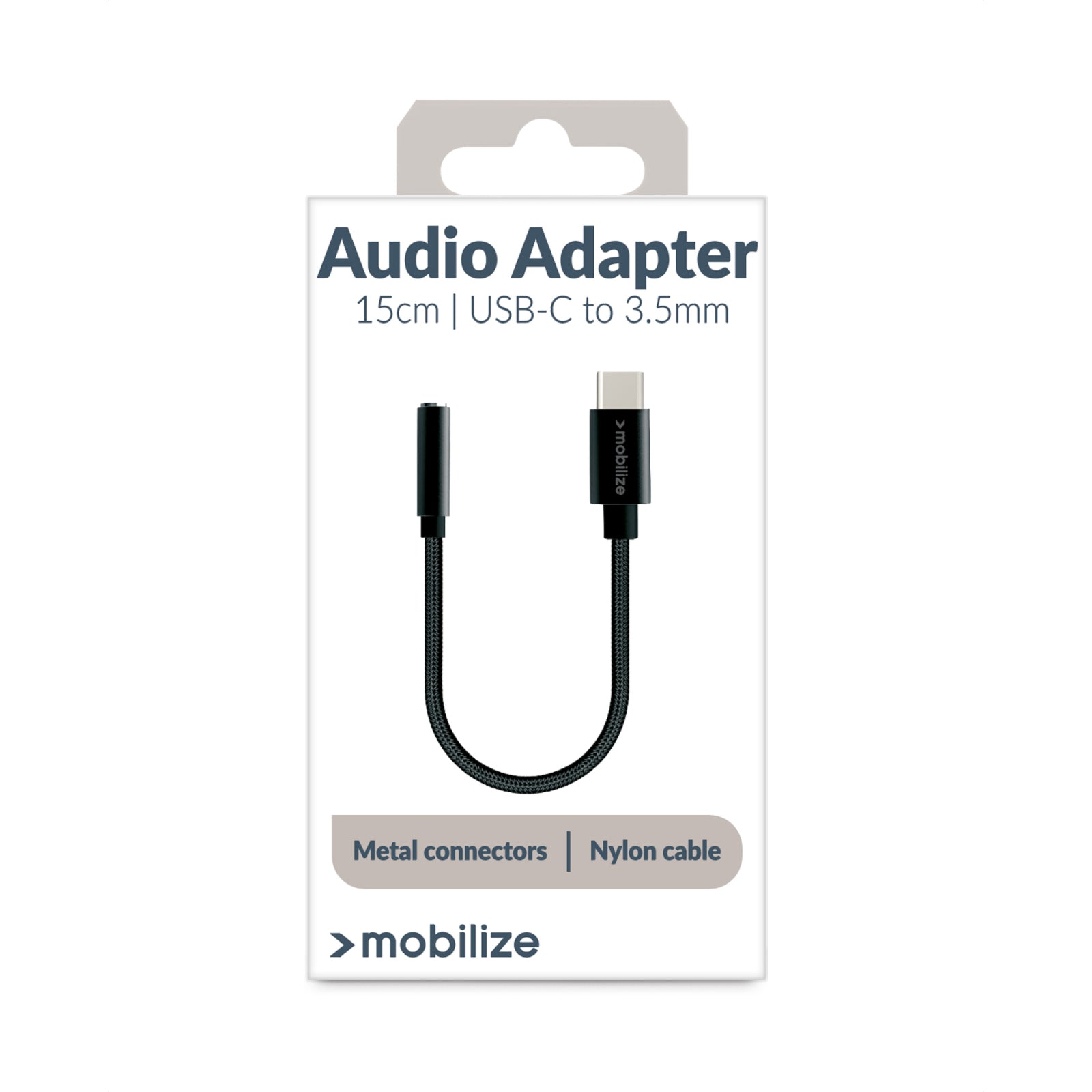 Mobilize Strong Nylon Audio Adapter USB-C to 3.5mm 15cm Black
