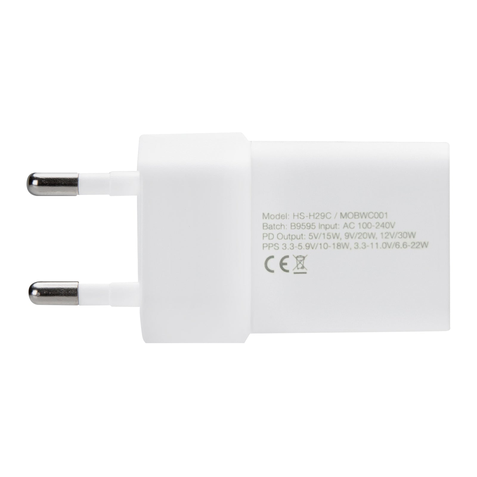 Mobilize Wall Charger USB-C GaN 30W with PD/PPS + USB-C Nylon Cable 1.2m White