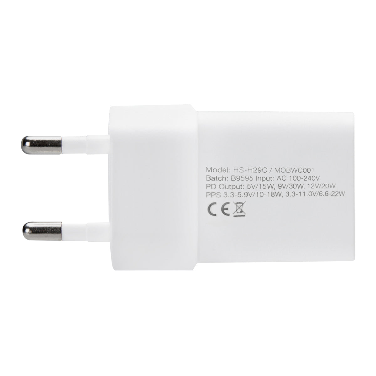 Mobilize Wall Charger USB-C GaN 30W with PD/PPS White