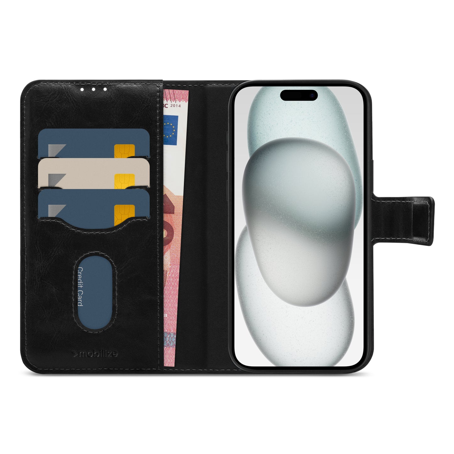 Mobilize 2in1 Magsafe Compatible Gelly Wallet Case Apple iPhone 15 Plus Black