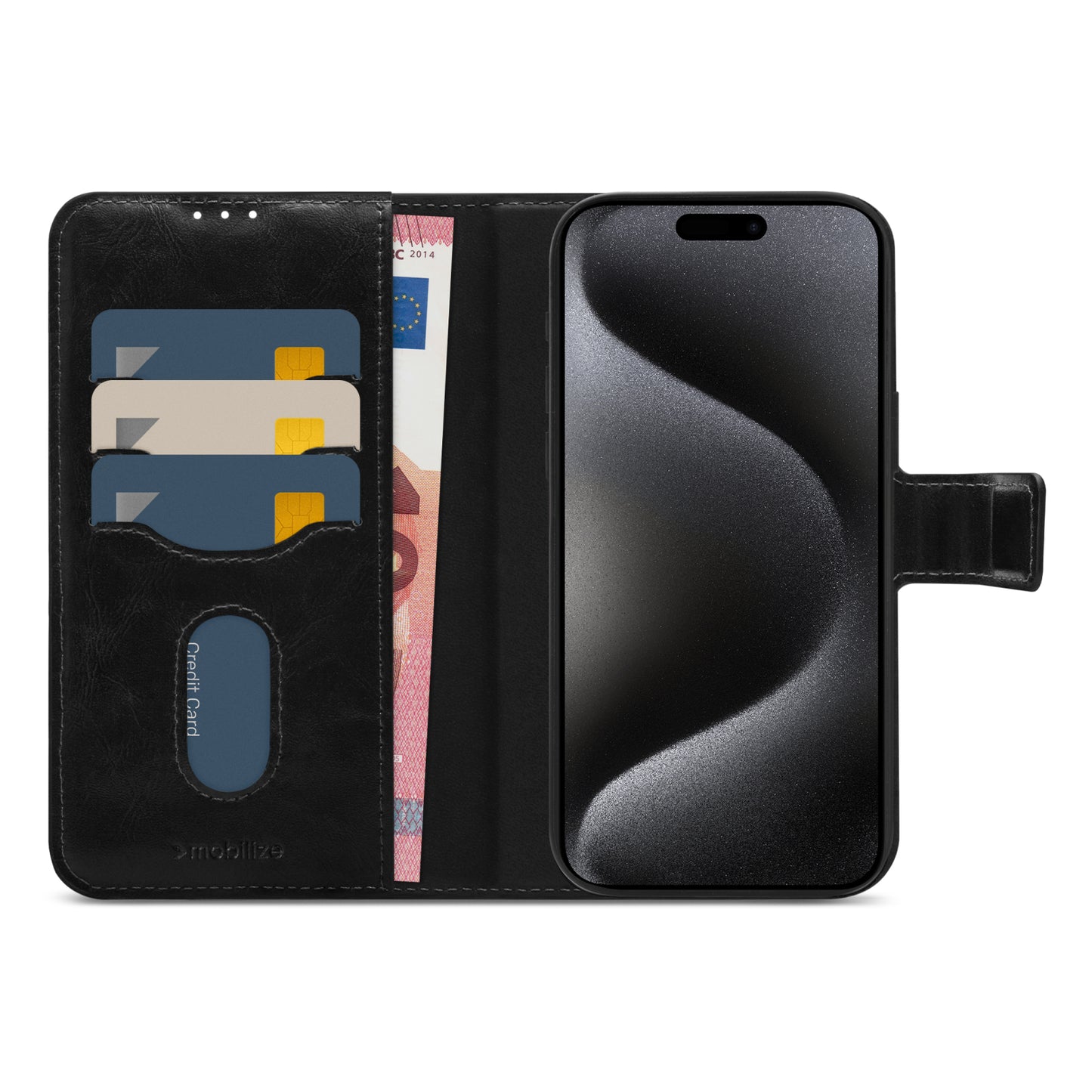 Mobilize 2in1 Magsafe Compatible Gelly Wallet Case Apple iPhone 15 Pro Max Black