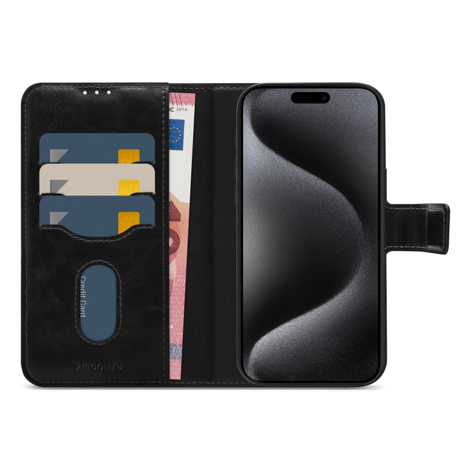 Mobilize 2in1 Magsafe Compatible Gelly Wallet Case Apple iPhone 15 Pro Max Black