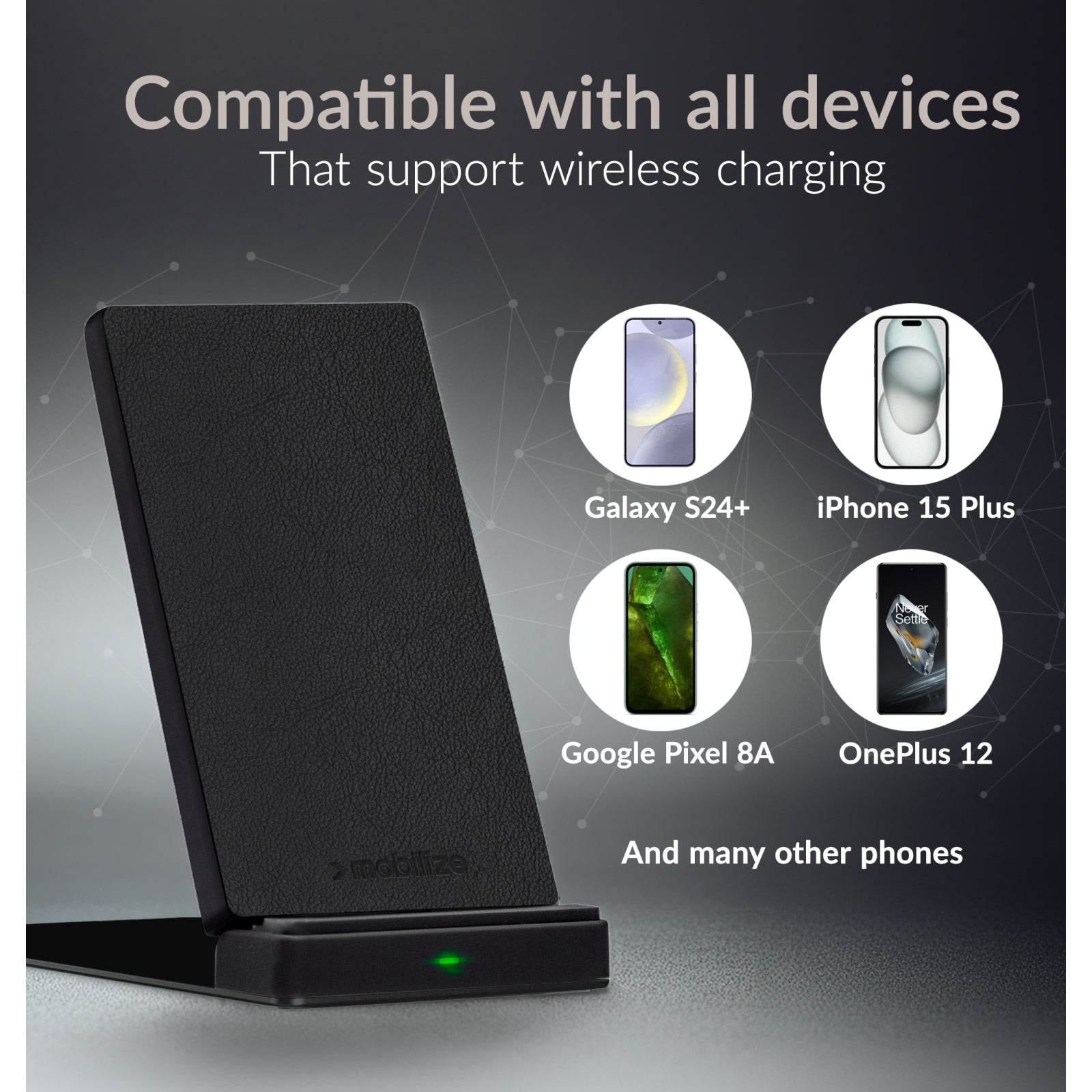 Mobilize Wireless Fast Charger Foldable 5W/7.5W/10W/15W PU Leather Black
