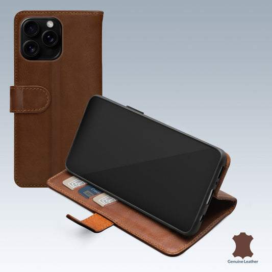 Mobilize Étui Portefeuille en Cuir Apple iPhone 16 Pro Marron